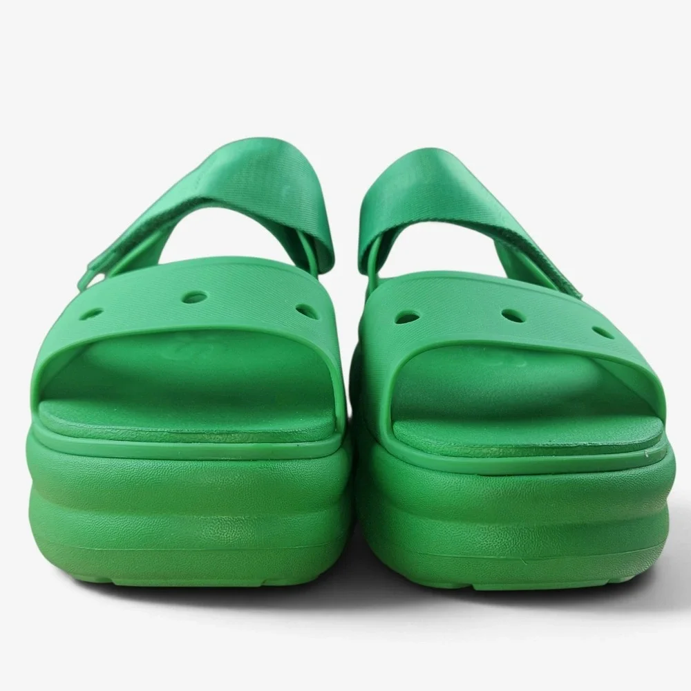 Crocs Platform Slide Sandals Size 11 Women Green Soho Adjustable Two Strap Beach